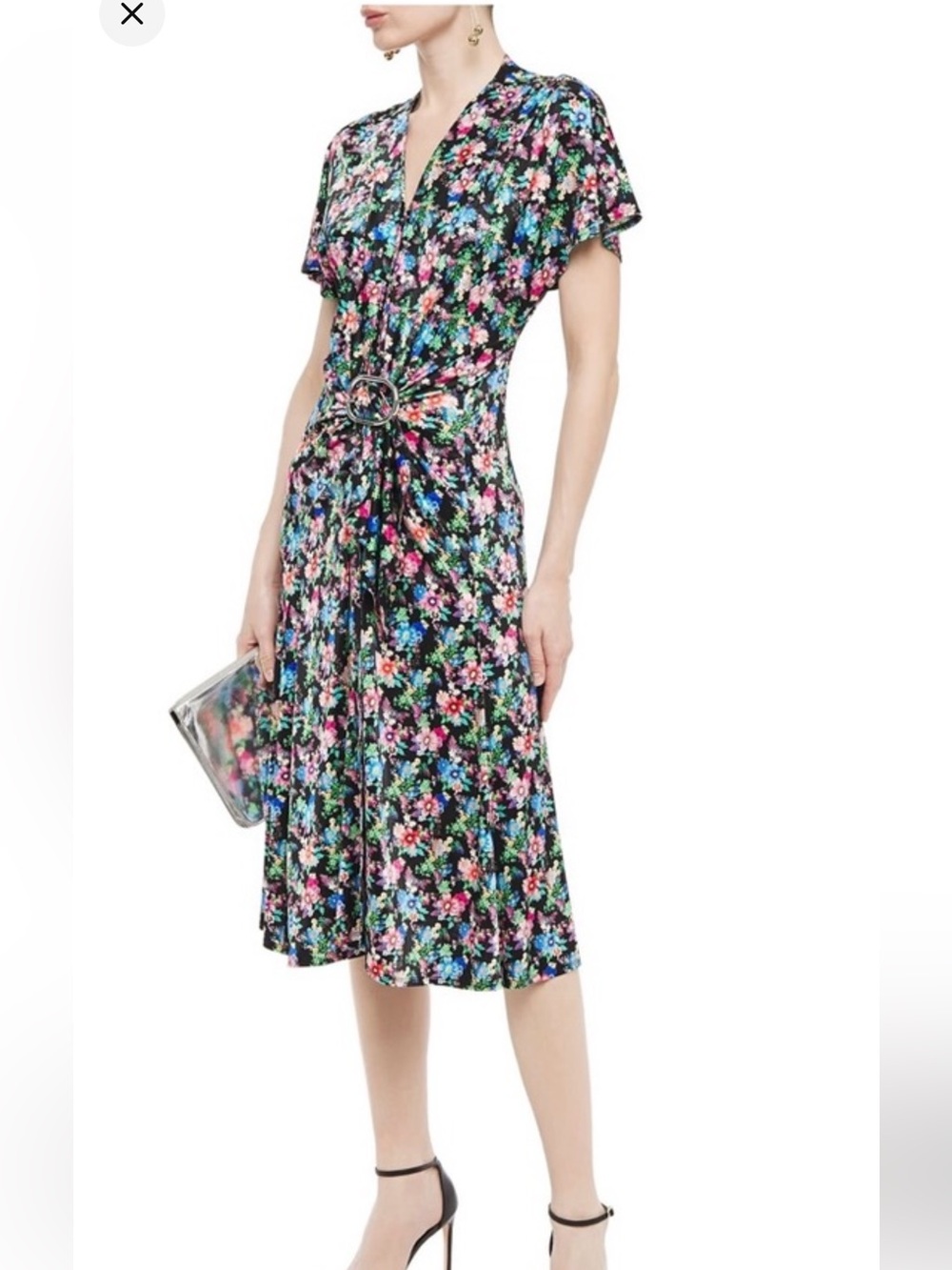 Paco Rabanne new Floral Midi Dress with Belt. Size 38. Fits sizes S or M